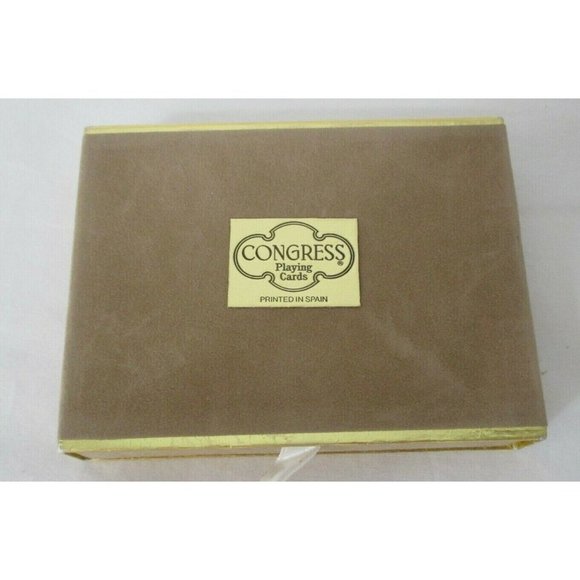 Vintage Congress Golf Theme Two Pack Playing Cards Velvet Case Storage Drawer - Picture 5 of 9